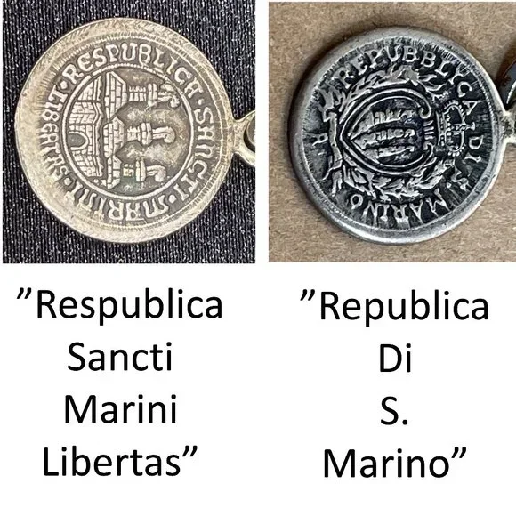 VGUC Vintage 1950's Respublica Sancti Marini Libertas Coin Chain Bracelet, 7" L+ - Picture 2 of 10